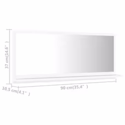 vidaXL Bathroom Mirror White Engineered Wood Vanity Unit Home Washroom Mirror - Additional view 4