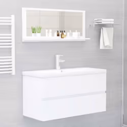 vidaXL Bathroom Mirror White Engineered Wood Vanity Unit Home Washroom Mirror - Additional view 6
