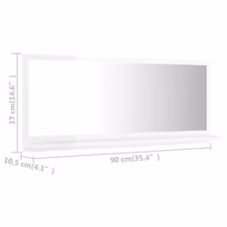 vidaXL Bathroom Mirror High Gloss White Engineered Wood Home Washroom Mirror