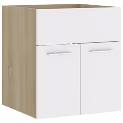 vidaXL Sink Cabinet White and Sonoma Oak Engineered Wood Storage Cupboard Rack
