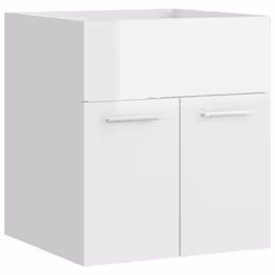 vidaXL Sink Cabinet High Gloss White Engineered Wood Storage Cupboard Rack