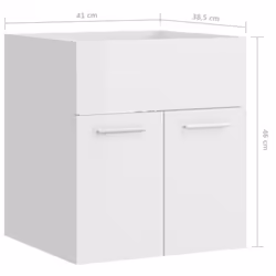 vidaXL Sink Cabinet High Gloss White Engineered Wood Storage Cupboard Rack - Additional view 4