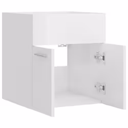 vidaXL Sink Cabinet High Gloss White Engineered Wood Storage Cupboard Rack - Additional view 5
