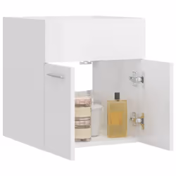 vidaXL Sink Cabinet High Gloss White Engineered Wood Storage Cupboard Rack - Additional view 6