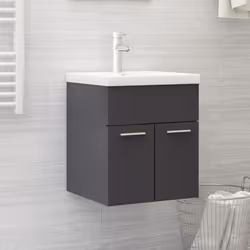 vidaXL Sink Cabinet High Gloss Grey Engineered Wood Storage Cupboard Rack