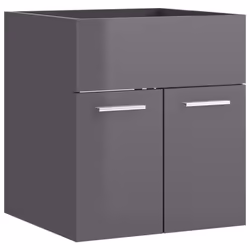vidaXL Sink Cabinet High Gloss Grey Engineered Wood Storage Cupboard Rack