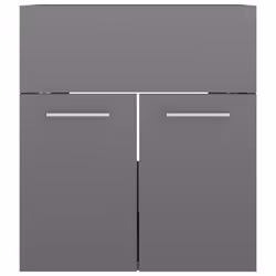 vidaXL Sink Cabinet High Gloss Grey Engineered Wood Storage Cupboard Rack