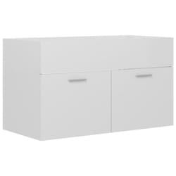 vidaXL Sink Cabinet High Gloss White Engineered Wood Laundry Room Rack Storage