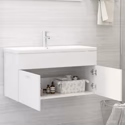 vidaXL Sink Cabinet White Engineered Wood Washroom Bathroom Laundry Room Rack