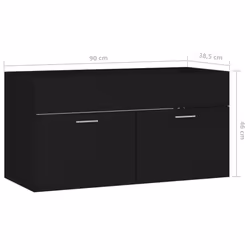 vidaXL Sink Cabinet Black Engineered Wood Washroom Bathroom Cupboard Cabinet - Additional view 4
