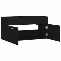 vidaXL Sink Cabinet Black Engineered Wood Washroom Bathroom Cupboard Cabinet - Additional view 7