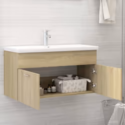 vidaXL Sink Cabinet Sonoma Oak Engineered Wood Washroom Cupboard Rack Cabinet