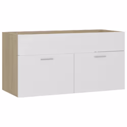 vidaXL Sink Cabinet White and Sonoma Oak Engineered Wood Storage Cabinet Rack