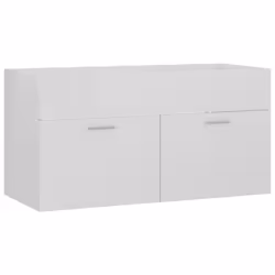 vidaXL Sink Cabinet High Gloss White Engineered Wood Storage Laundry Room Rack
