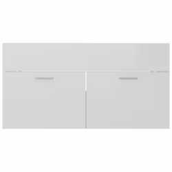 vidaXL Sink Cabinet High Gloss White Engineered Wood Storage Laundry Room Rack - Additional view 5