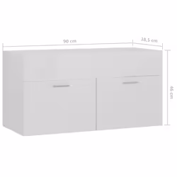 vidaXL Sink Cabinet High Gloss White Engineered Wood Storage Laundry Room Rack - Additional view 8