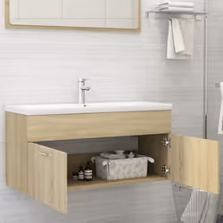 vidaXL Sink Cabinet Sonoma Oak Engineered Wood Washroom Cupboard Cabinet Rack