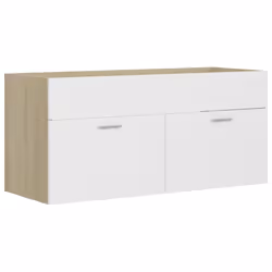 vidaXL Sink Cabinet White and Sonoma Oak Engineered Wood Laundry Room Rack