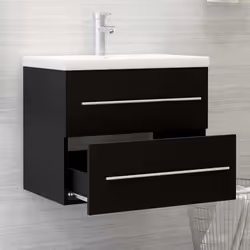 vidaXL Sink Cabinet Black Engineered Wood Storage Rack Vanity Unit Cupboard
