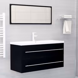 vidaXL Sink Cabinet Black Engineered Wood Bathroom Cupboard Rack Furniture - Additional view 6