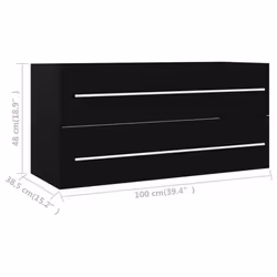 vidaXL Sink Cabinet Black Engineered Wood Bathroom Cupboard Rack Furniture - Additional view 7