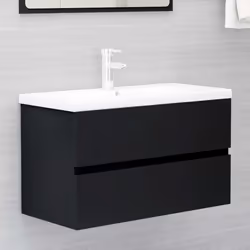 vidaXL Sink Cabinet Black Engineered Wood Bathroom Cupboard Storage Organiser