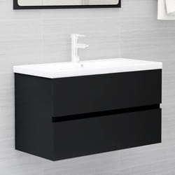 vidaXL Sink Cabinet Black Engineered Wood Bathroom Cupboard Storage Organiser