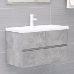 vidaXL Sink Cabinet Concrete Grey Engineered Wood Home Cupboard Storage Rack