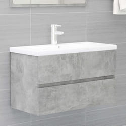 vidaXL Sink Cabinet Concrete Grey Engineered Wood Home Cupboard Storage Rack