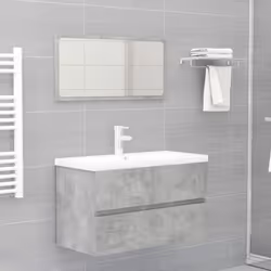 vidaXL Sink Cabinet Concrete Grey Engineered Wood Home Cupboard Storage Rack