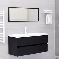 vidaXL Sink Cabinet Engineered Wood Black Storage Furniture Home Washroom Rack - Additional view 3