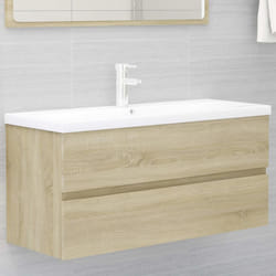 vidaXL Sink Cabinet Engineered Wood Sonoma Oak Furniture Home Washroom Rack