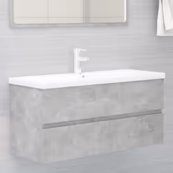 vidaXL Sink Cabinet Engineered Wood Concrete Grey Furniture Home Washroom Rack