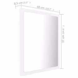 vidaXL LED Bathroom Mirror White 40x8.5x37 cm Acrylic Washroom Wall Mirror - Additional view 4