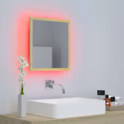 vidaXL LED Bathroom Mirror Sonoma Oak 40x8.5x37 cm Acrylic Washroom Mirror - Additional view 6