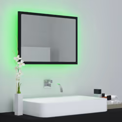 vidaXL LED Bathroom Mirror Black 60x8.5x37 cm Acrylic Washroom Wall Mirror - Additional view 10