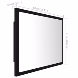 vidaXL LED Bathroom Mirror Black 60x8.5x37 cm Acrylic Washroom Wall Mirror - Additional view 4