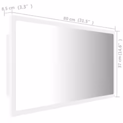 vidaXL LED Bathroom Mirror White 80x8.5x37 cm Acrylic Washroom Wall Mirror