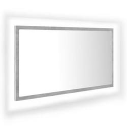 vidaXL LED Bathroom Mirror Concrete Grey 80x8.5x37 cm Acrylic Washroom Mirror