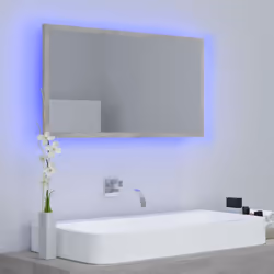 vidaXL LED Bathroom Mirror Concrete Grey 80x8.5x37 cm Acrylic Washroom Mirror