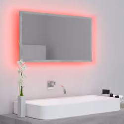 vidaXL LED Bathroom Mirror Concrete Grey 80x8.5x37 cm Acrylic Washroom Mirror - Additional view 5