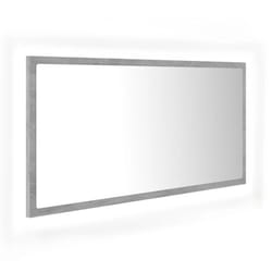 vidaXL LED Bathroom Mirror Concrete Grey 90x8.5x37 cm Acrylic Washroom Mirror