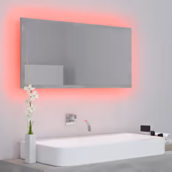 vidaXL LED Bathroom Mirror Concrete Grey 90x8.5x37 cm Acrylic Washroom Mirror - Additional view 10