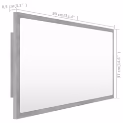 vidaXL LED Bathroom Mirror Concrete Grey 90x8.5x37 cm Acrylic Washroom Mirror - Additional view 4