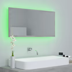 vidaXL LED Bathroom Mirror Concrete Grey 90x8.5x37 cm Acrylic Washroom Mirror - Additional view 9