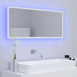 vidaXL LED Bathroom Mirror White 100x8.5x37 cm Acrylic Washroom Wall Mirror