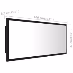 vidaXL LED Bathroom Mirror Black 100x8.5x37 cm Acrylic Washroom Wall Mirror - Additional view 4