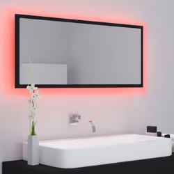 vidaXL LED Bathroom Mirror Black 100x8.5x37 cm Acrylic Washroom Wall Mirror - Additional view 5