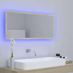 vidaXL LED Bathroom Mirror Sonoma Oak 100x8.5x37 cm Acrylic Washroom Mirror