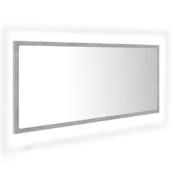 vidaXL LED Bathroom Mirror Concrete Grey 100x8.5x37 cm Acrylic Washroom Mirror